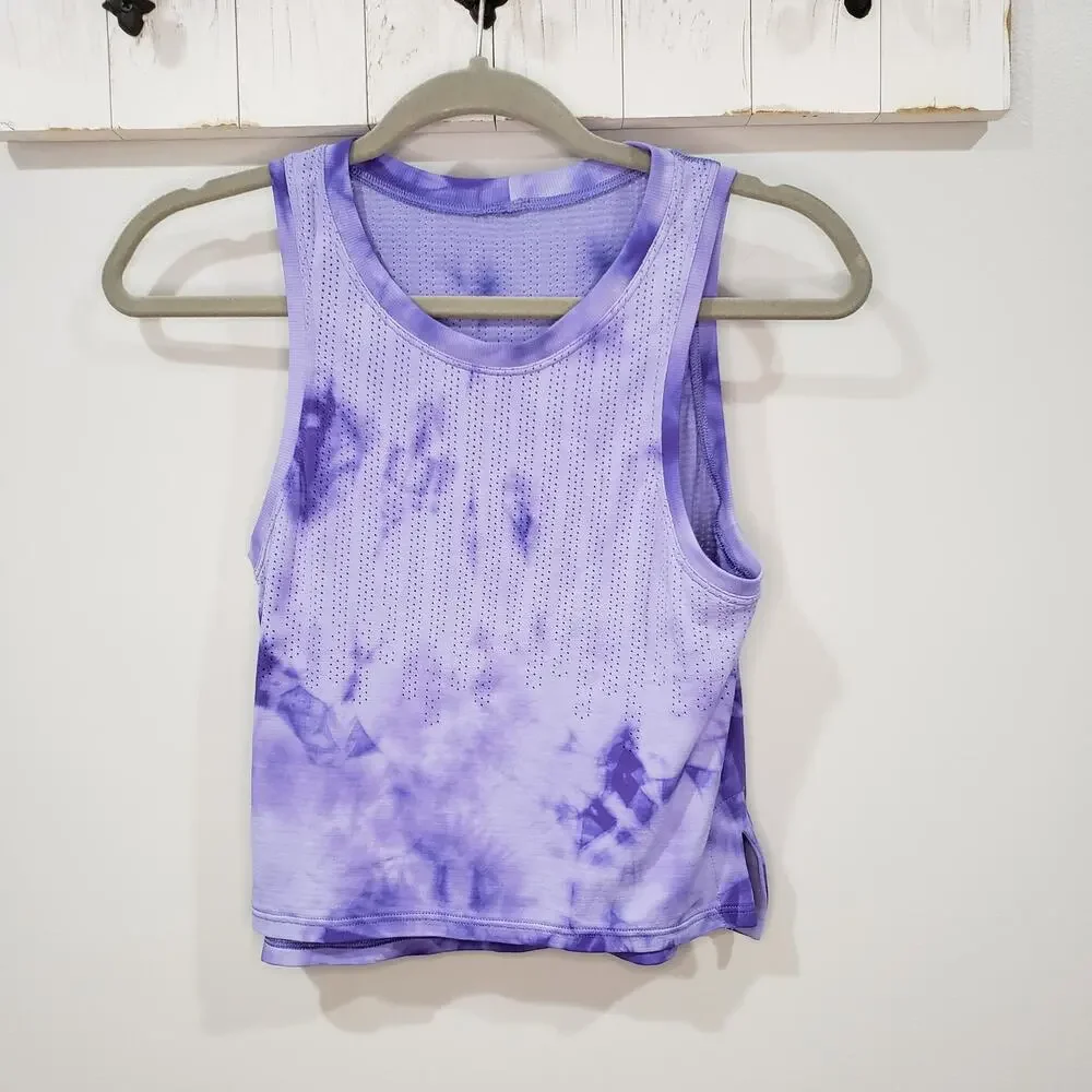 Lululemon Train to Be Tank Top Rain Stripe Marble Dye Charged Indigo Medium